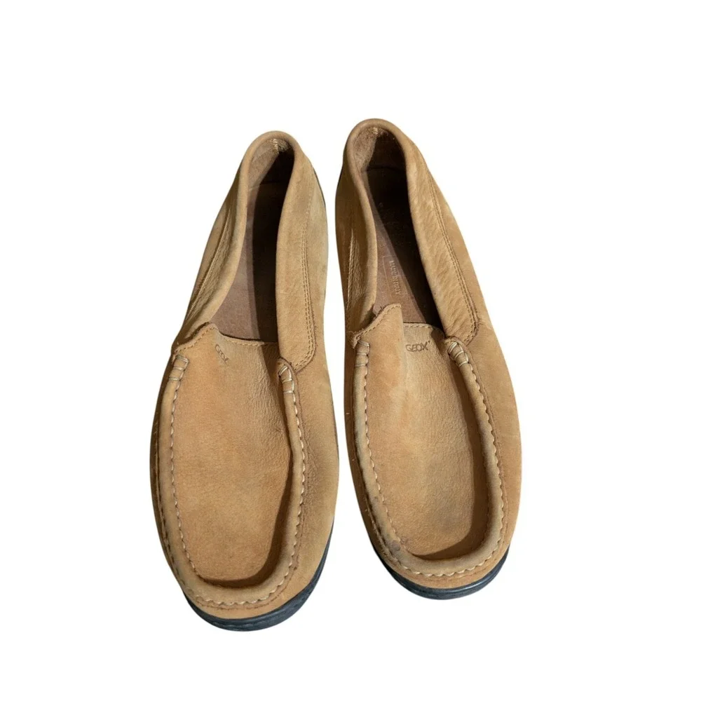 GEOX Respira Italian Tan/ Camel Leather Driving Mocs EU 45‎ Great Condition!
